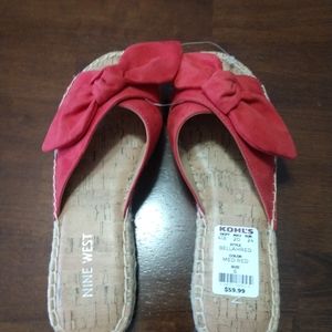 Nine West Red Suede Bow Sandals